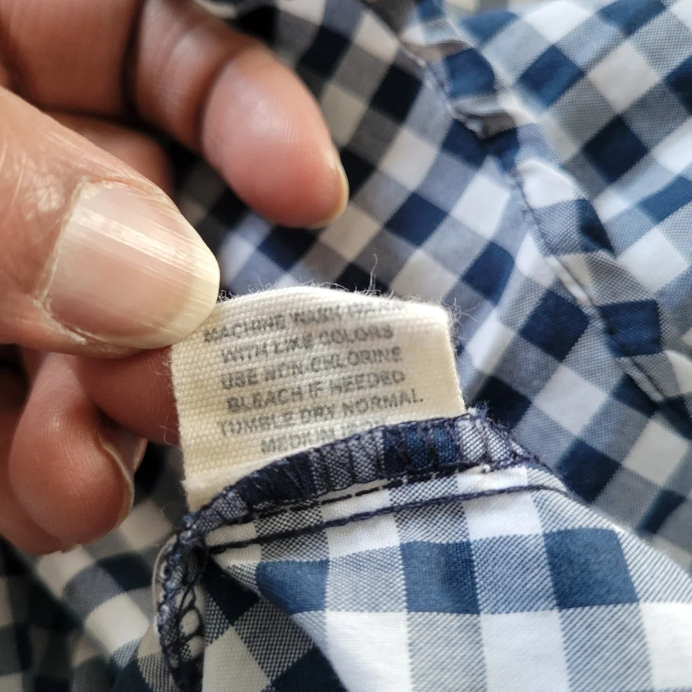 JENNIFER AND GRACE Blue Gingham Blouse Sz M Bell Sleeves Boho Cotton Blend - Picture 8 of 8